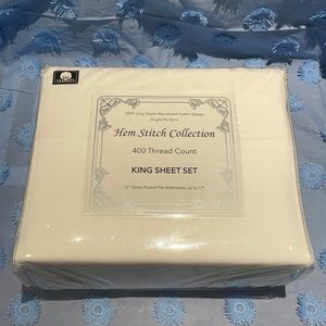 Hem Stitch White King Sheet set - new